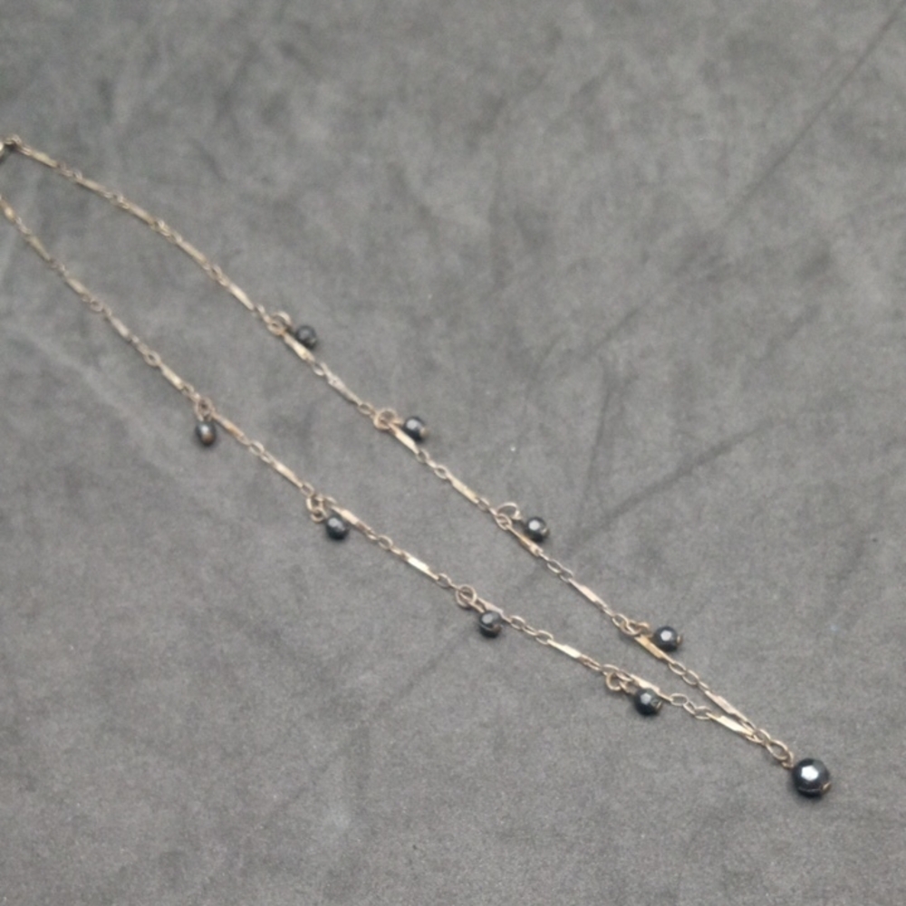 Gold and Black Beaded Necklace Minimalist Design